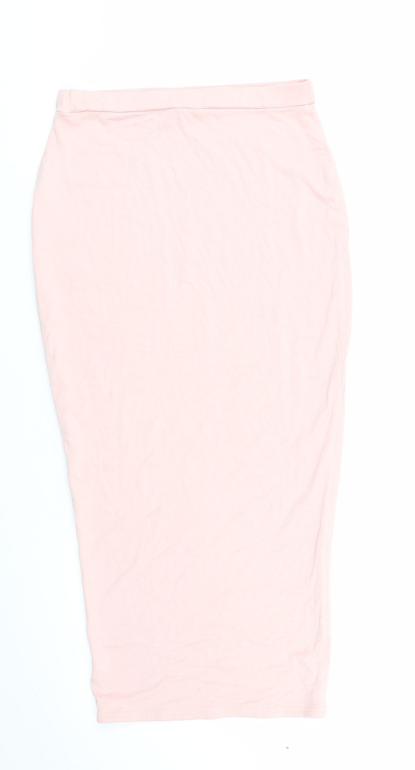 Missguided Womens Pink  Viscose Straight & Pencil Skirt Size 10    - Bodycon Style Skirt Nude Pink