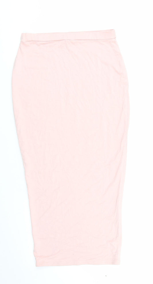 Missguided Womens Pink  Viscose Straight & Pencil Skirt Size 10    - Bodycon Style Skirt Nude Pink