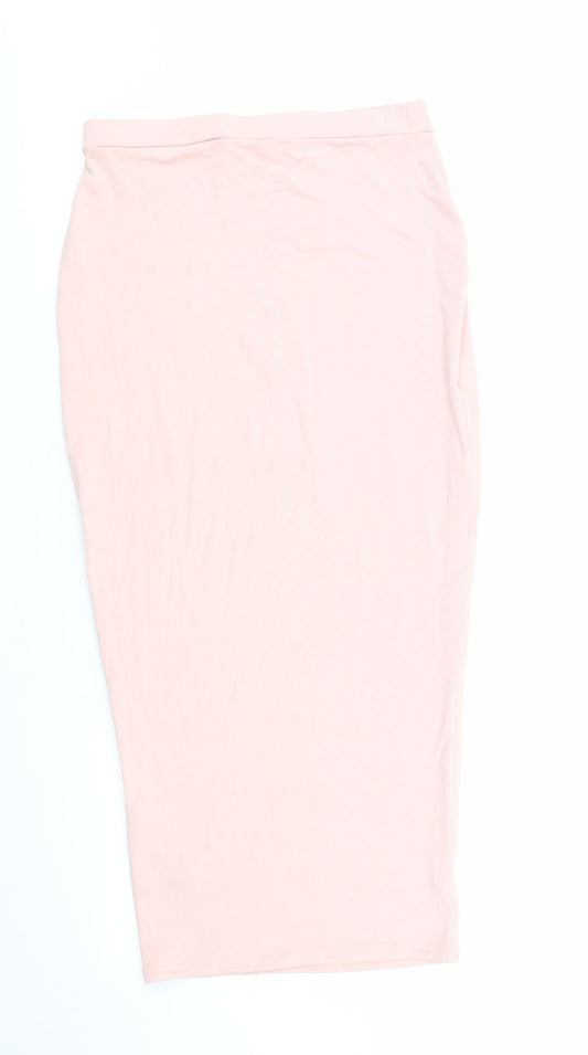 Missguided Womens Pink  Viscose Straight & Pencil Skirt Size 10    - Bodycon Style Skirt Nude Pink