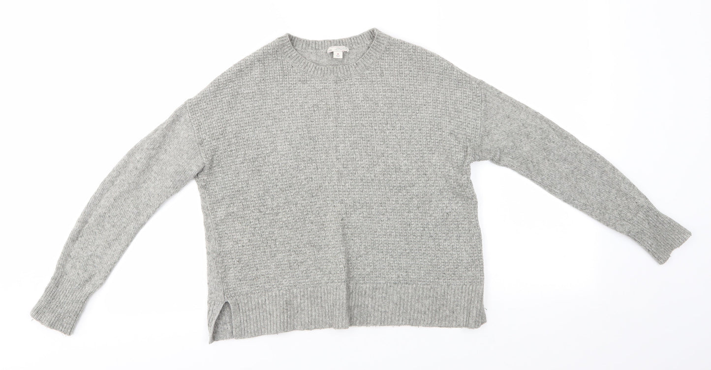 Gap Womens Grey Round Neck  Nylon Pullover Jumper Size M   - Green Grey Mix Waffle texture