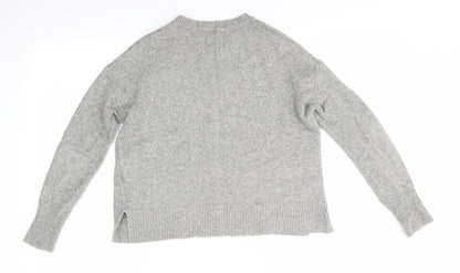 Gap Womens Grey Round Neck  Nylon Pullover Jumper Size M   - Green Grey Mix Waffle texture