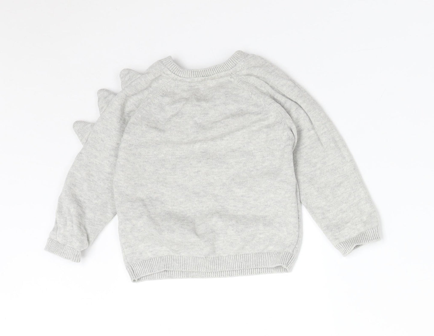 TU Baby Grey  Cotton Basic T-Shirt Size 3-6 Months Round Neck  - DINOSAURS