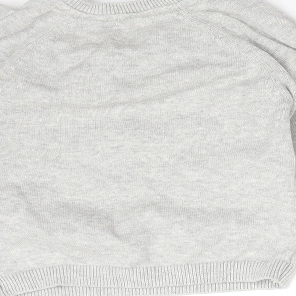 TU Baby Grey  Cotton Basic T-Shirt Size 3-6 Months Round Neck  - DINOSAURS