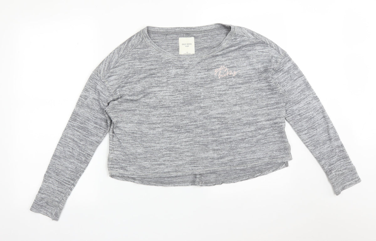 Additional front view of Gilly Hicks women’s grey solid polyester pyjama top, size XS