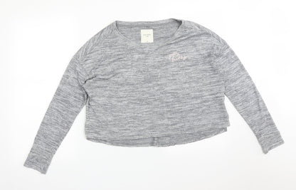 Additional front view of Gilly Hicks women’s grey solid polyester pyjama top, size XS