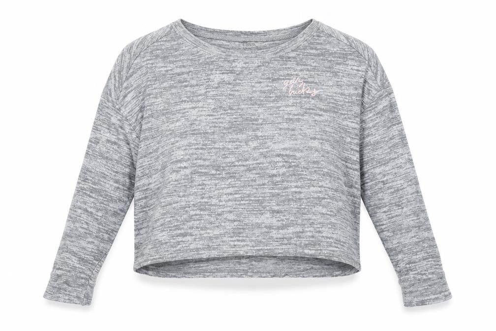 Front view of Gilly Hicks women’s grey solid polyester pyjama top, size XS