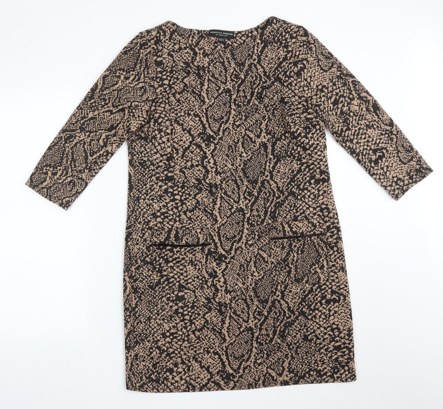 Dorothy Perkins Womens Multicoloured Animal Print Polyester A-Line  Size 12  Round Neck