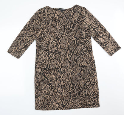 Dorothy Perkins Womens Multicoloured Animal Print Polyester A-Line  Size 12  Round Neck