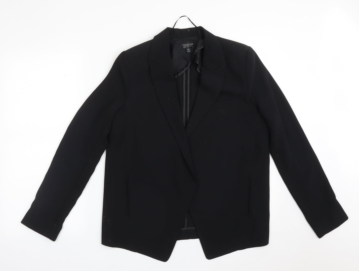 Topshop Womens Black  Polyester Jacket Blazer Size 10