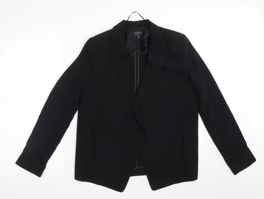 Topshop Womens Black  Polyester Jacket Blazer Size 10