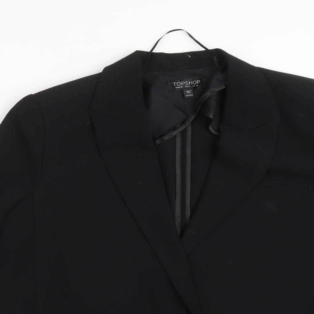 Topshop Womens Black  Polyester Jacket Blazer Size 10