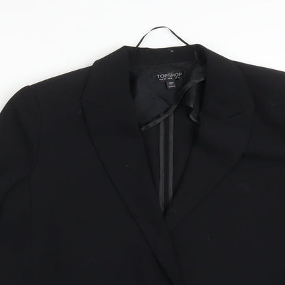 Topshop Womens Black  Polyester Jacket Blazer Size 10