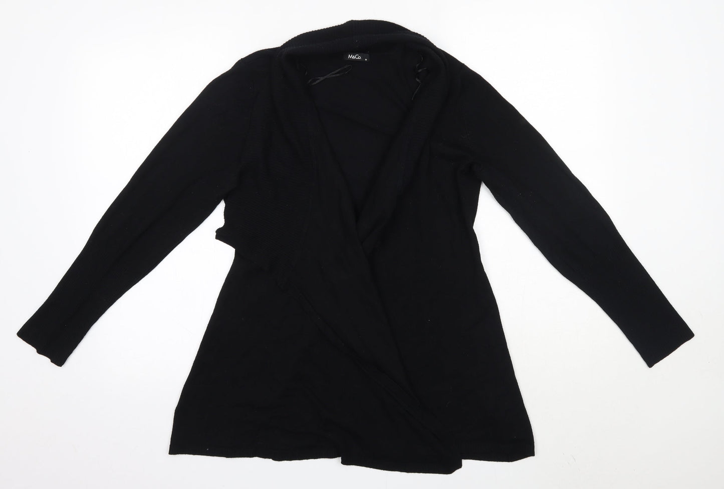 M&Co Womens Black V-Neck  Viscose Cardigan Jumper Size M