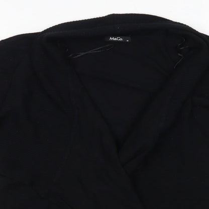 M&Co Womens Black V-Neck  Viscose Cardigan Jumper Size M