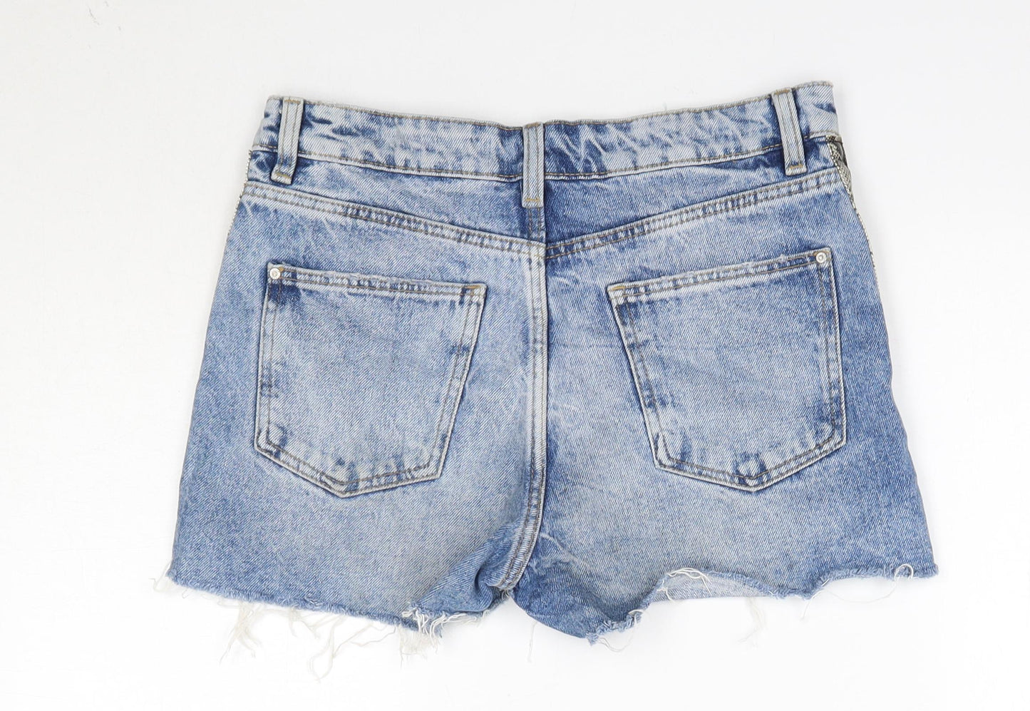 Sinsay Womens Blue  100% Cotton Cut-Off Shorts Size 6  Regular