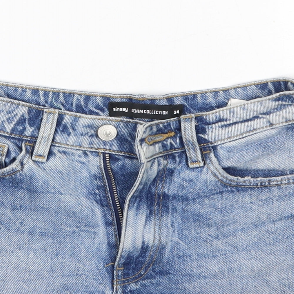 Sinsay Womens Blue  100% Cotton Cut-Off Shorts Size 6  Regular