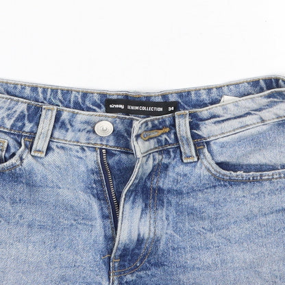 Sinsay Womens Blue  100% Cotton Cut-Off Shorts Size 6  Regular