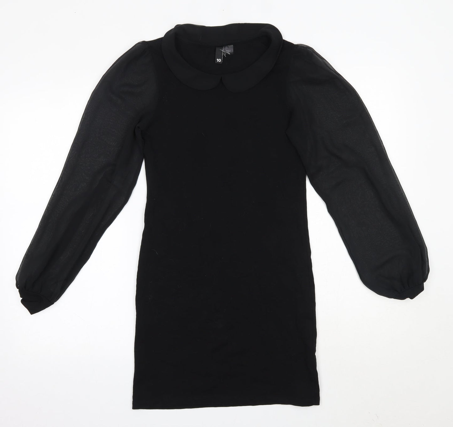 H&M Womens Black  Cotton Bodycon  Size 8  Collared