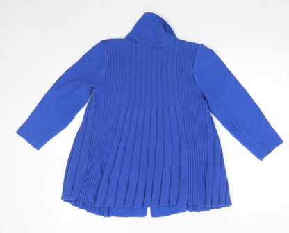 Lizzie Clarke Womens Blue V-Neck  Cotton Cardigan Jumper Size M