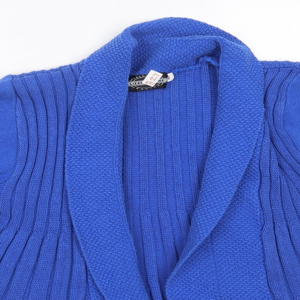 Lizzie Clarke Womens Blue V-Neck  Cotton Cardigan Jumper Size M