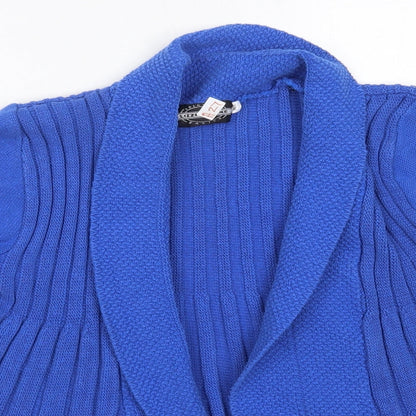 Lizzie Clarke Womens Blue V-Neck  Cotton Cardigan Jumper Size M