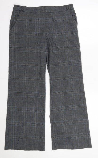 George  Womens Grey Check Polyester Dress Pants Trousers Size 10 L29 in Regular