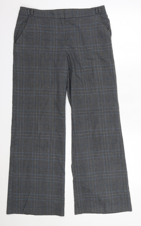 George  Womens Grey Check Polyester Dress Pants Trousers Size 10 L29 in Regular