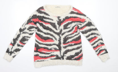 TU Womens Multicoloured Round Neck  Acrylic Pullover Jumper Size 12