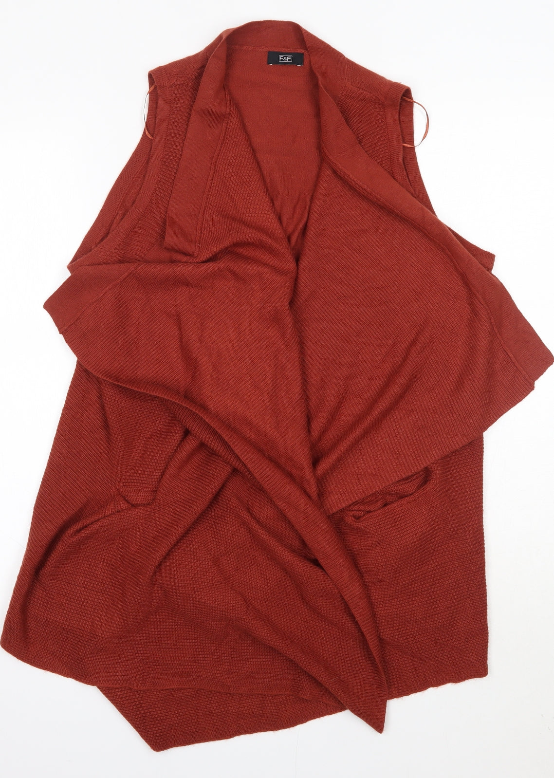 F&F Womens Orange V-Neck  Acrylic Cardigan Jumper Size S