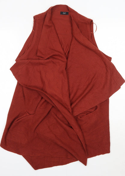 F&F Womens Orange V-Neck  Acrylic Cardigan Jumper Size S