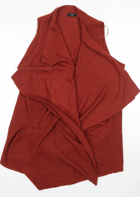 F&F Womens Orange V-Neck  Acrylic Cardigan Jumper Size S