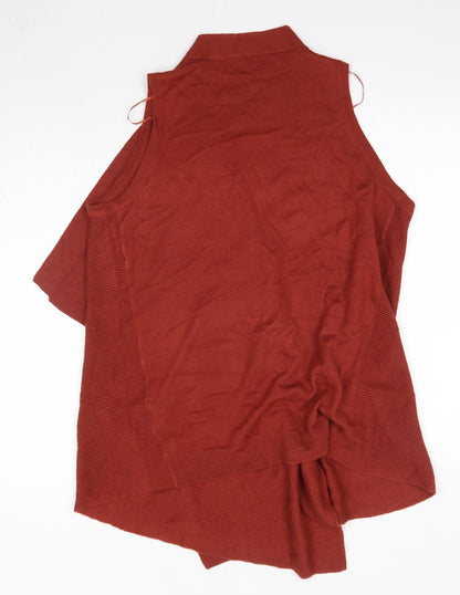 F&F Womens Orange V-Neck  Acrylic Cardigan Jumper Size S