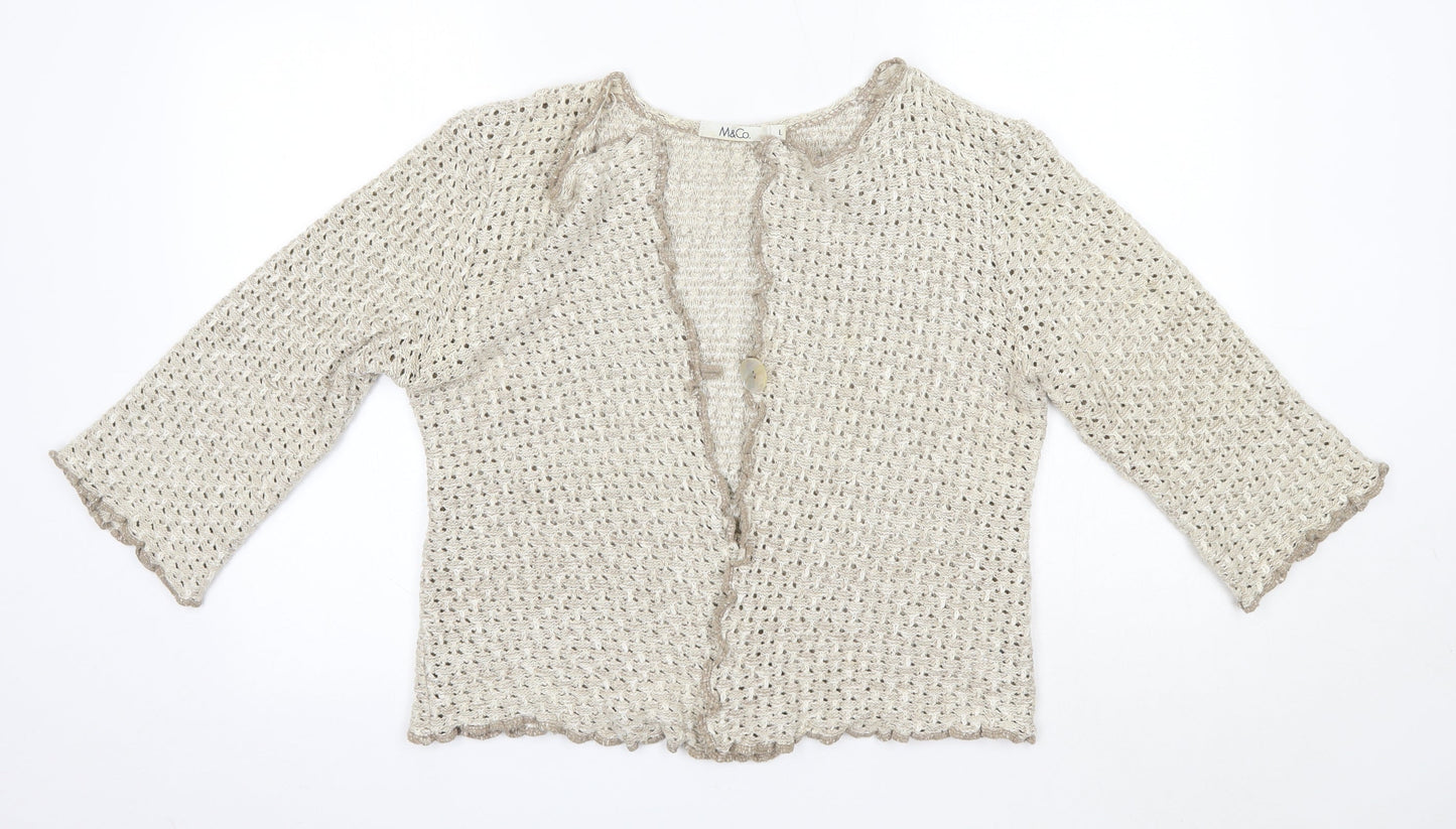 Womens UK Size L M&Co Brown Cardigan Jumper