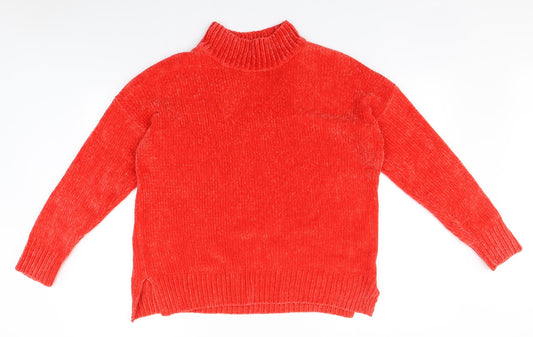 F&F Womens Red High Neck  Polyester Pullover Jumper Size 12