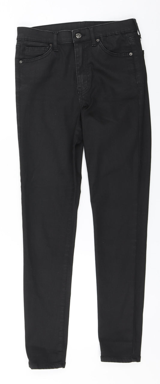 Topshop Womens Black  Cotton Trousers  Size 28 in L28 in Regular