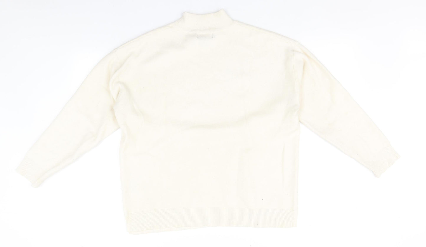 Primark Womens Ivory High Neck  Viscose Pullover Jumper Size 12