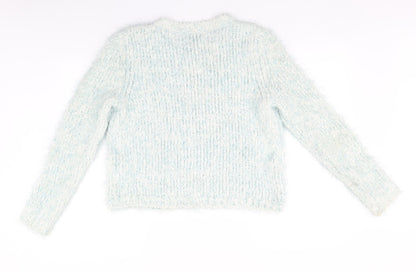 F&F Womens Grey Round Neck Striped Polyester Pullover Jumper Size 14