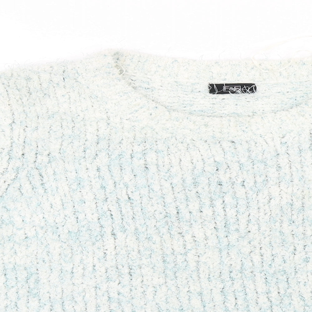 F&F Womens Grey Round Neck Striped Polyester Pullover Jumper Size 14