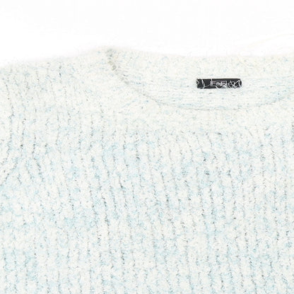 F&F Womens Grey Round Neck Striped Polyester Pullover Jumper Size 14