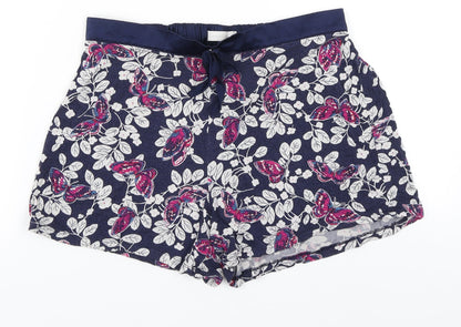 Marks and Spencer Womens Blue Floral Polyester Hot Pants Shorts Size 10  Regular