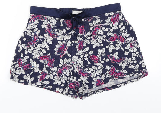Marks and Spencer Womens Blue Floral Polyester Hot Pants Shorts Size 10  Regular