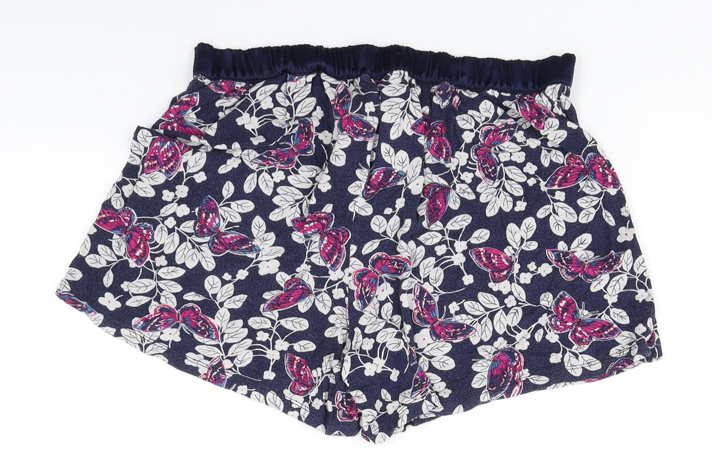 Marks and Spencer Womens Blue Floral Polyester Hot Pants Shorts Size 10  Regular