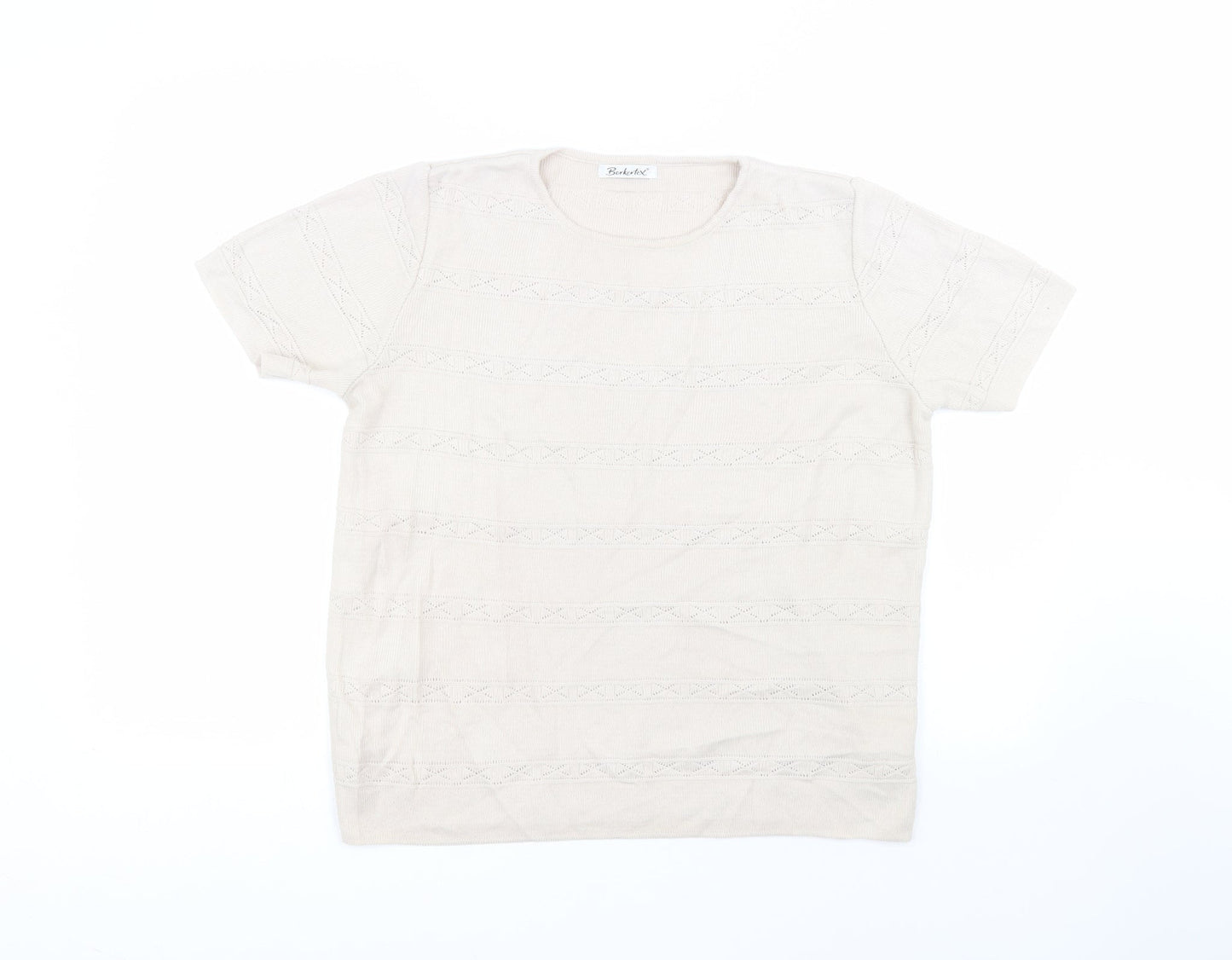 Berkertex Womens Beige  Acrylic Basic T-Shirt Size 10 Round Neck