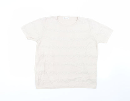 Berkertex Womens Beige  Acrylic Basic T-Shirt Size 10 Round Neck