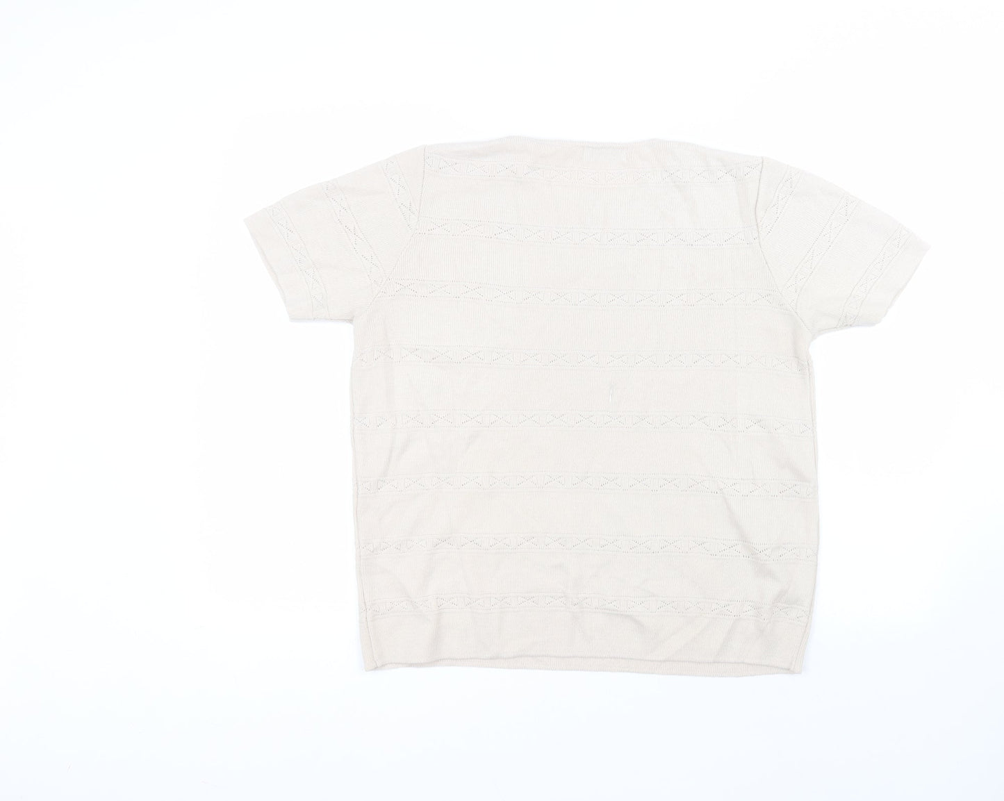 Berkertex Womens Beige  Acrylic Basic T-Shirt Size 10 Round Neck