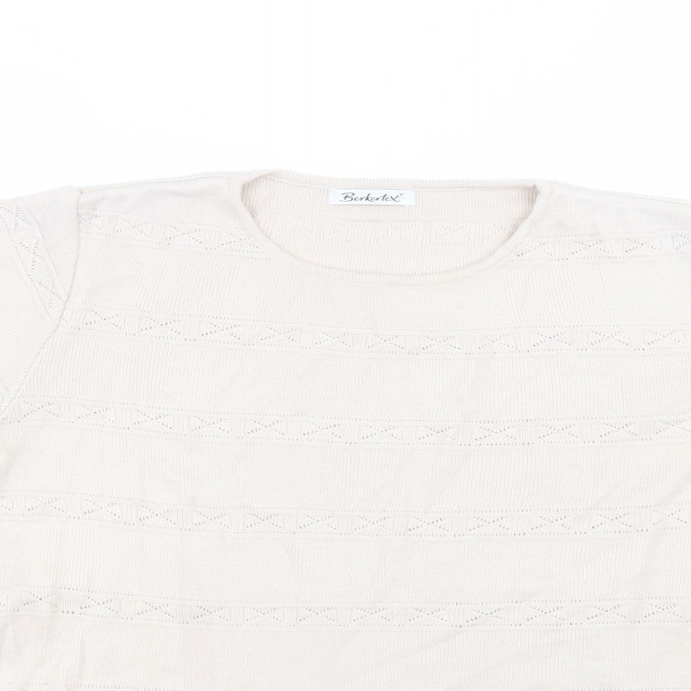 Berkertex Womens Beige  Acrylic Basic T-Shirt Size 10 Round Neck