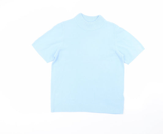 Damart Womens Blue  Acrylic Basic T-Shirt Size 14 Round Neck