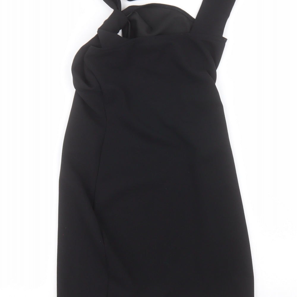 Womens UK Size 4 PRETTYLITTLETHING Black Basic Blouse