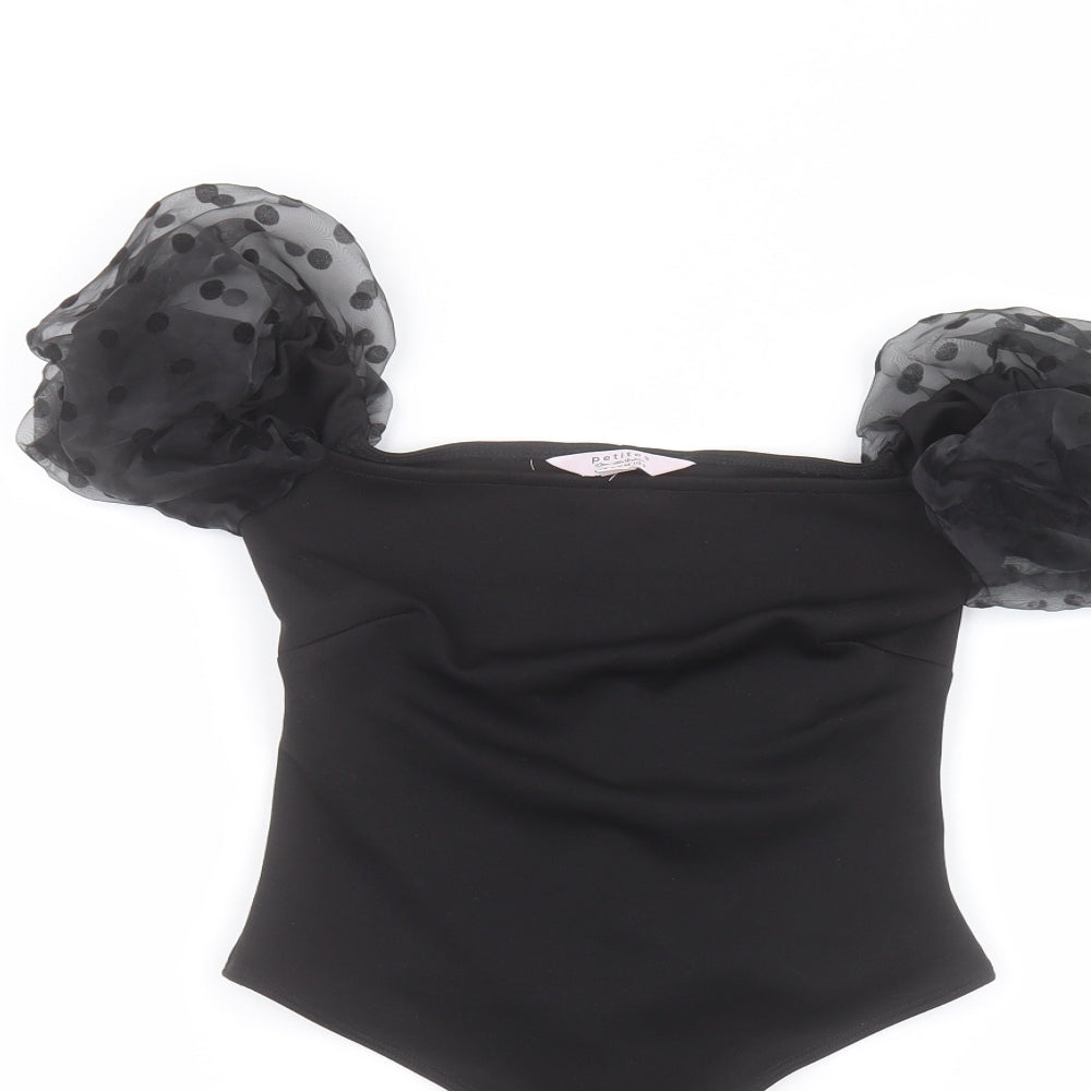 Miss Selfridge Womens Black  Polyester Bodysuit One-Piece Size 4