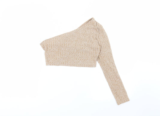 SheIn Womens Brown  Cotton Basic T-Shirt Size L Round Neck